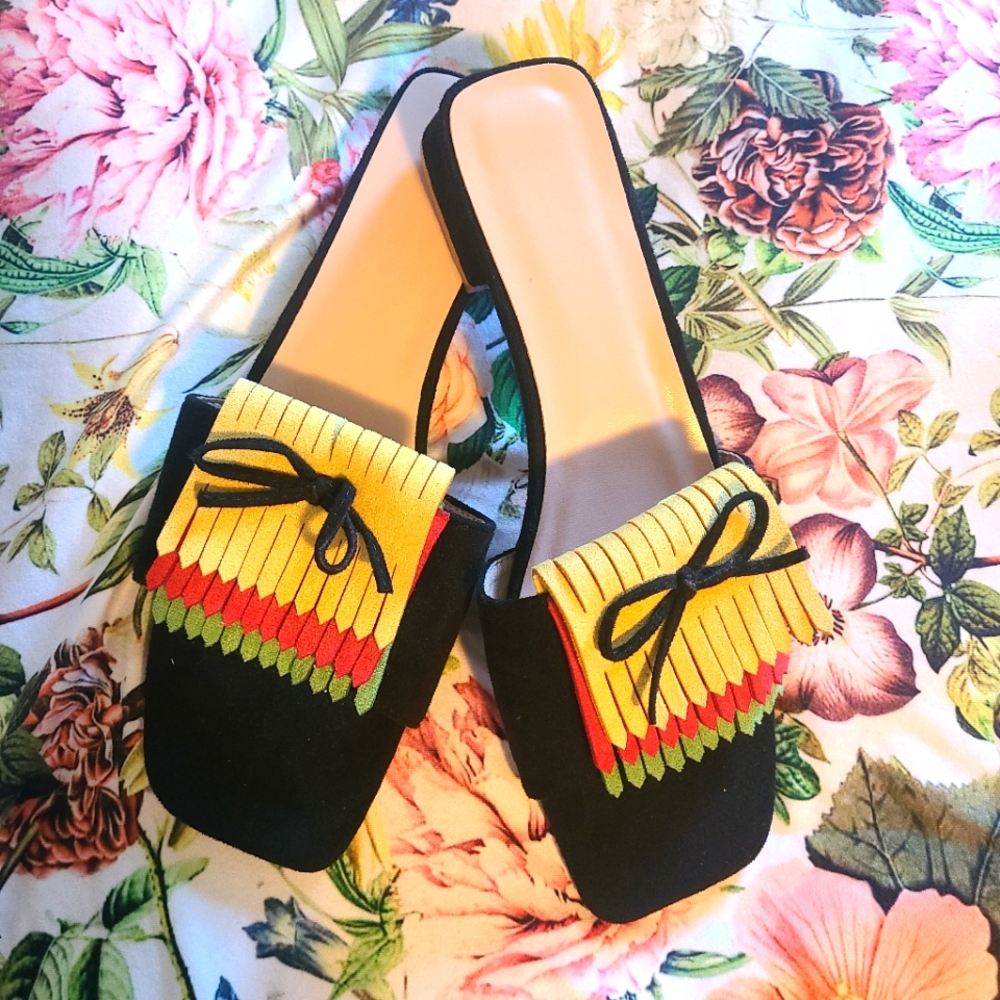 Jamaican colored slide sandals